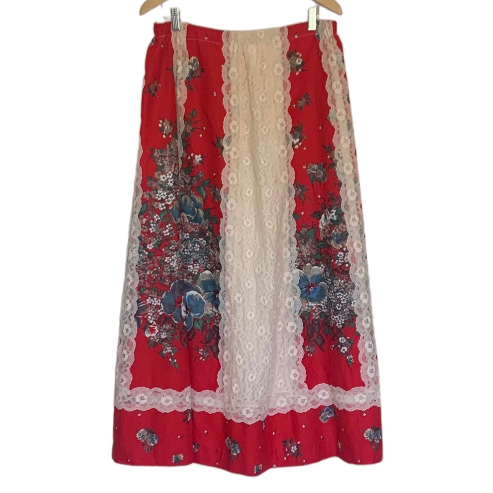 Vintage Tumbleweeds True Floral Lace Prairie Cottagecore Maxi Skirt